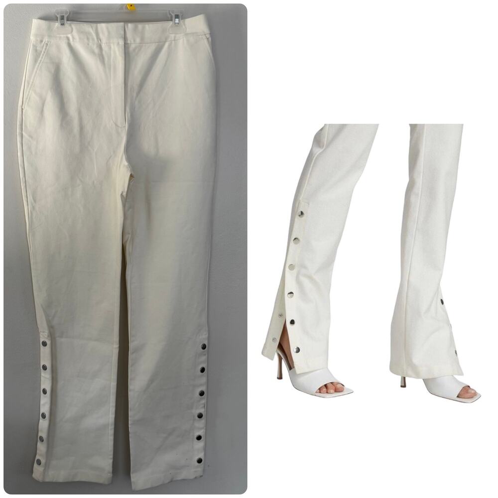 Derek Lam 10 Crosby White Tesse Snap-leg Flared Pants